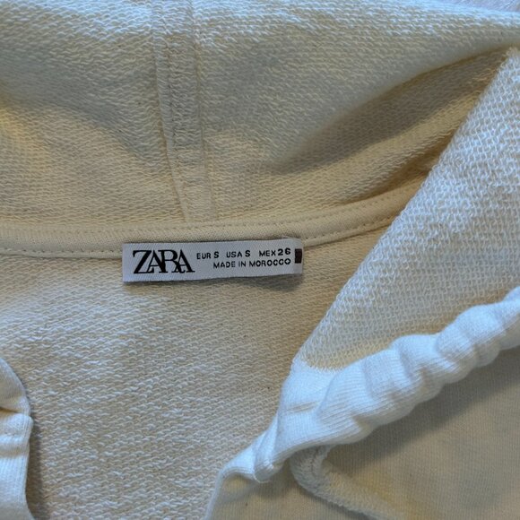 ZARA Cropped Hoodie – Soft Cream | Size S | Minimalist Street-Chic - Picture 3 of 5